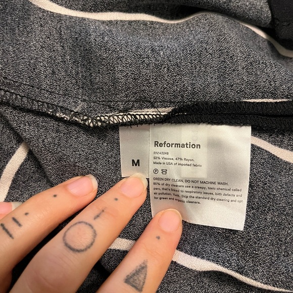 reformation black and white stripe button down blouse size medium - Picture 5 of 6